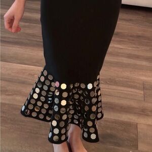 MIDI flare cutout sides and back bandage dress with silver discs